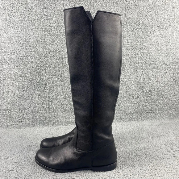 Stuart Weitzman Boots Knee High Leather V Cutout Riding Shoe Pull On Womens 6.5 - Picture 6 of 16